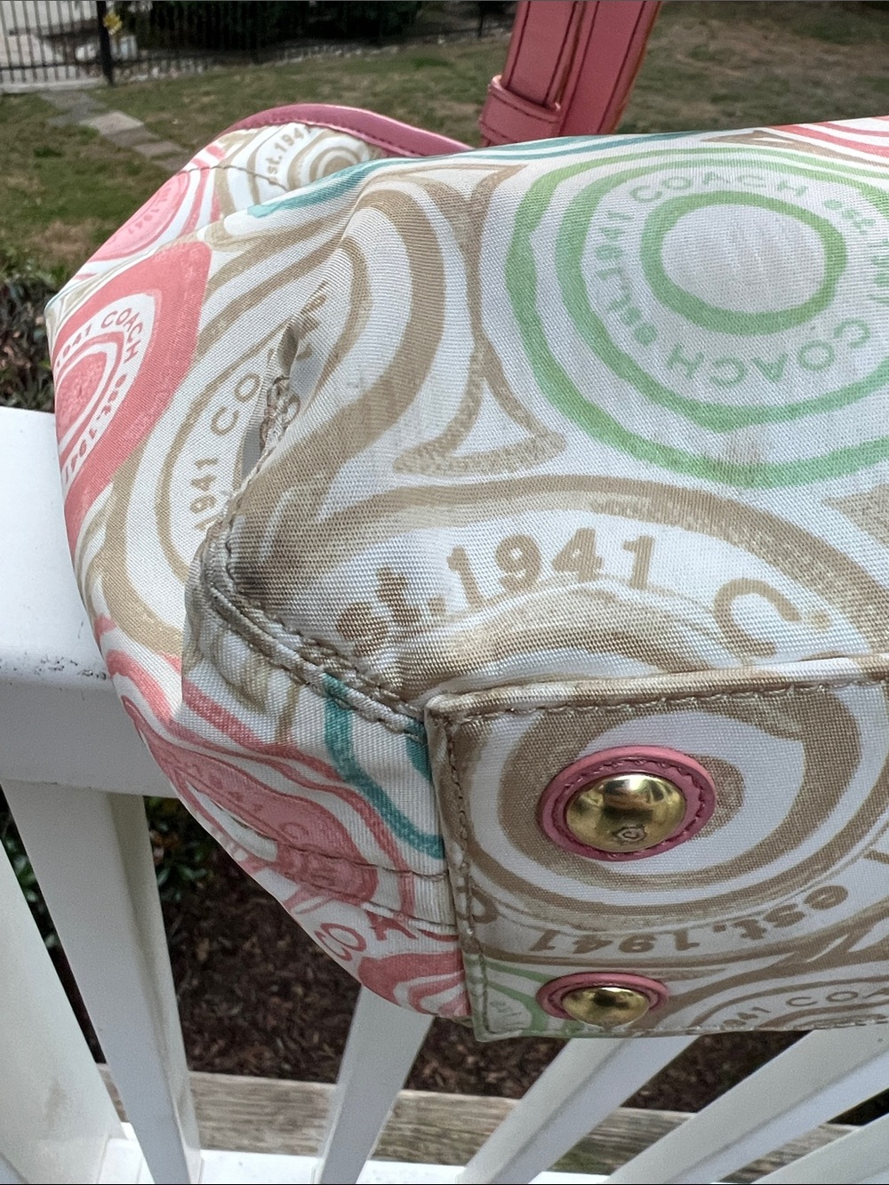 Coach Pink Multicolor The Beach Print F19184 2012 1 tag & RARE HTF COACH ORB - Picture 15 of 17